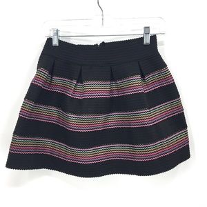 Black Whimsygoth Stretch Mini Skirt Rainbow Stitching Vintage 90s